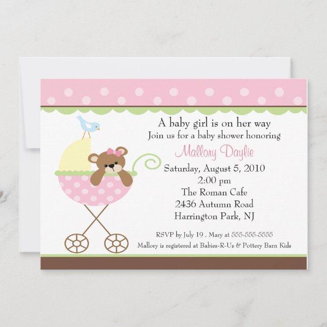 Invitation au Baby shower de transport de bébés fi (Devant)