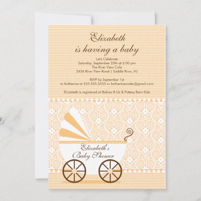 Invitation au Baby shower de transport Peach boy o (Devant)