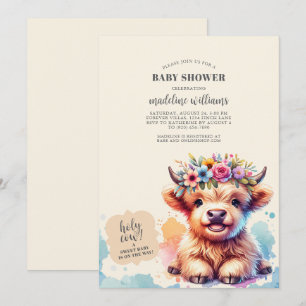 Invitation au Baby shower de Vache de Highland