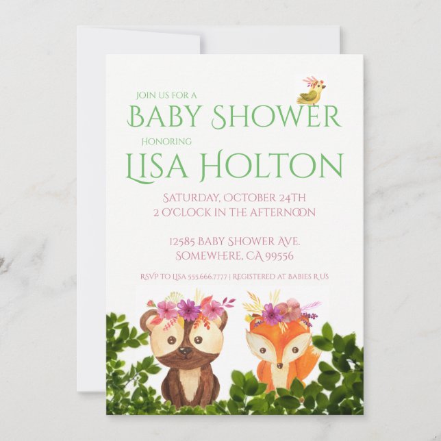Invitation au Baby shower de Woodland (Devant)