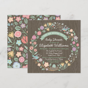 Invitation au Baby shower de Wreath Floral Woodlan
