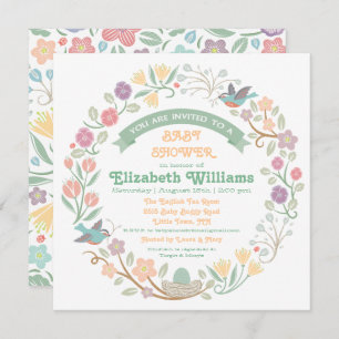 Invitation au Baby shower de Wreath Floral Woodlan