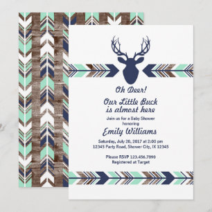 Invitation au Baby shower Deer Woodland