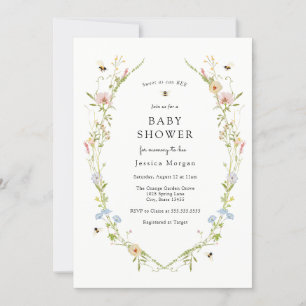 Invitation au Baby shower des abeilles et Fleurs s