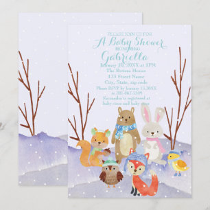 Invitation au Baby shower des animaux des bois d'h