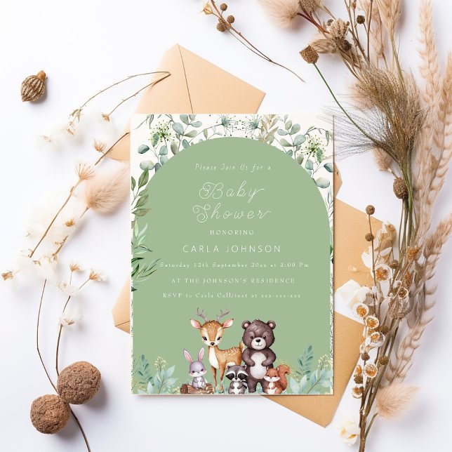 Invitation au Baby shower des animaux forestiers (Créateur téléchargé)
