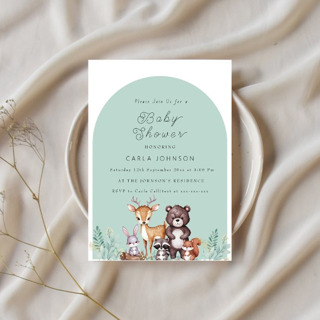 Invitation au Baby shower des animaux forestiers (Créateur téléchargé)