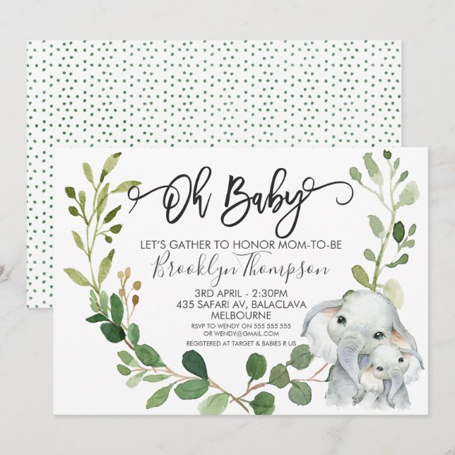 Invitation au Baby shower des animaux Safari neutr (Devant / Derrière)