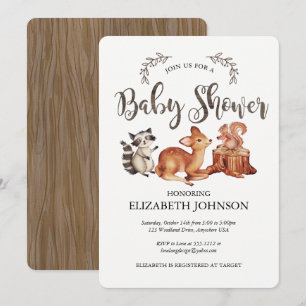 Invitation au Baby shower des bois