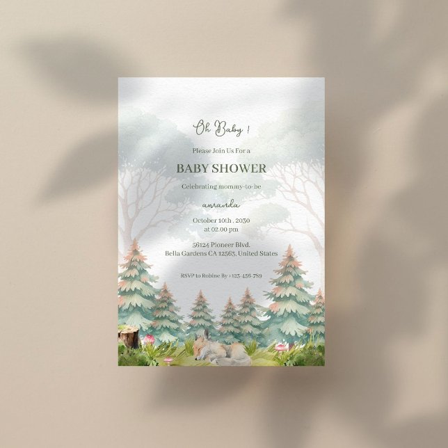 Invitation au Baby shower des bois (Créateur téléchargé)
