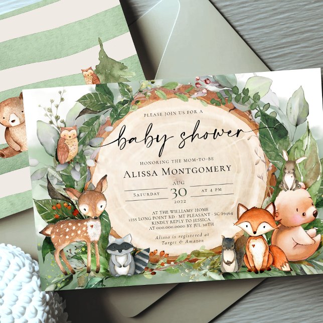 Invitation au Baby shower des bois (Créateur téléchargé)