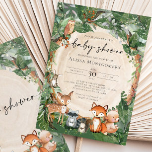 Invitation au Baby shower des bois