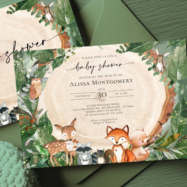 Invitation au Baby shower des bois (Créateur téléchargé)