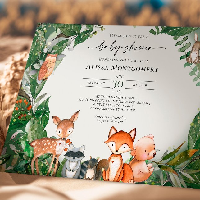 Invitation au Baby shower des bois (Créateur téléchargé)