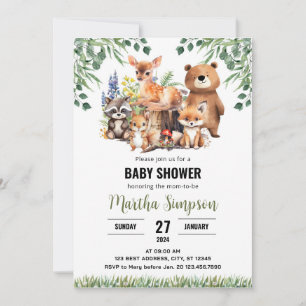 Invitation au Baby shower des bois Animaux des b