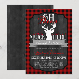 Invitation au Baby shower des cerfs de la Flanelle