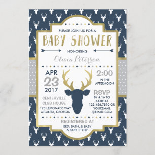 Invitation au Baby shower des cerfs de Woodland, F