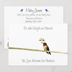 Invitation au Baby shower des colibris : sans dist