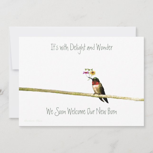 Invitation au Baby shower des colibris : sans dist (Devant)