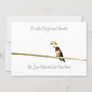 Invitation au Baby shower des colibris : sans dist