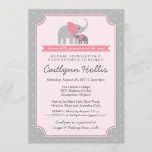 Invitation au Baby shower des éléphants de Petit A