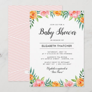 Invitation au Baby shower des fleurs joyeuses