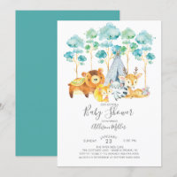 Invitation au Baby shower des forêts tribales