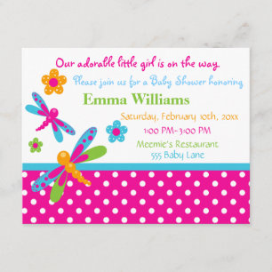 Invitation au Baby shower des libellules