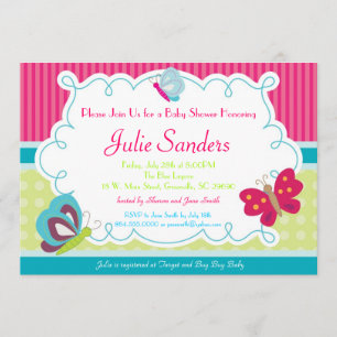 Invitation au Baby shower des papillons, papillons