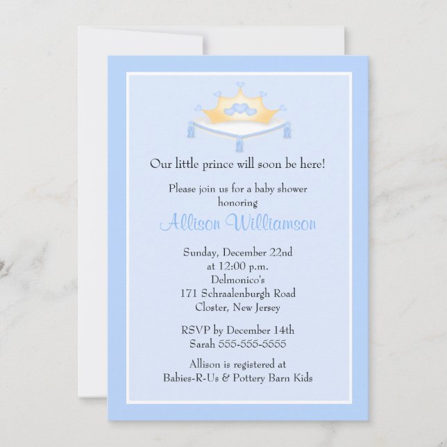Invitation au Baby shower des petits-garçons de Pr (Devant)