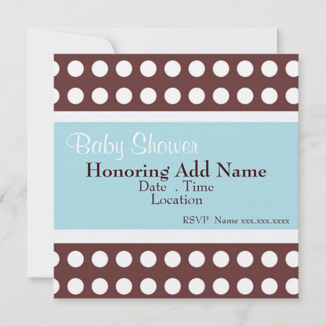 Invitation au Baby shower des points bleus et Brow (Devant)