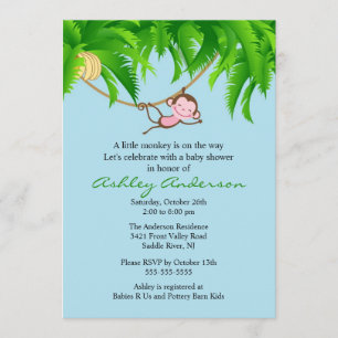 Invitation au Baby shower des singes de Little Saf