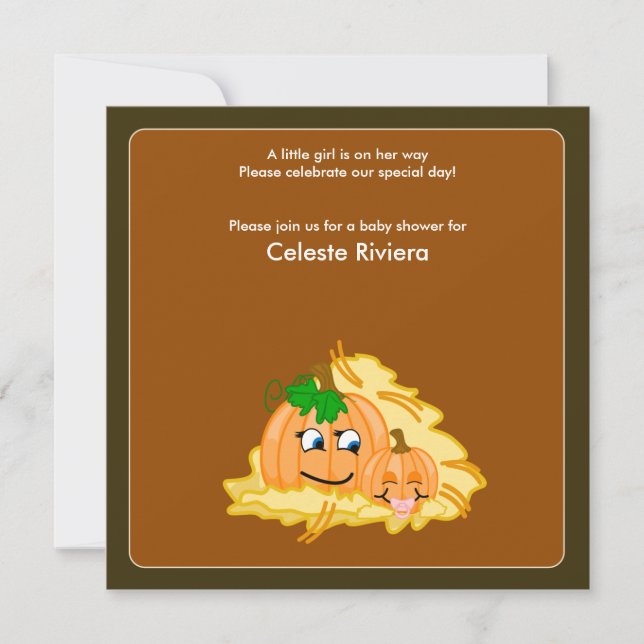 Invitation au Baby shower d'Halloween 5 Citrouille (Devant)