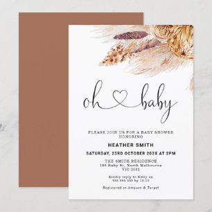 Invitation au Baby shower d'herbe de la Pampa de B