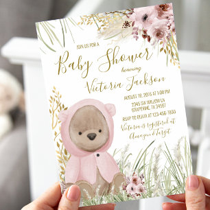 Invitation au Baby shower d'herbe Girl Pampas