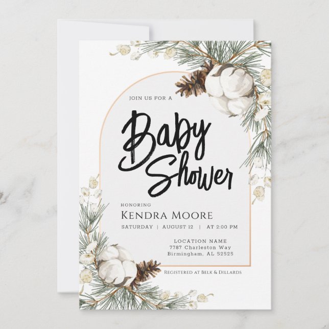 Invitation au Baby shower d'hiver de l'épinette de (Devant)