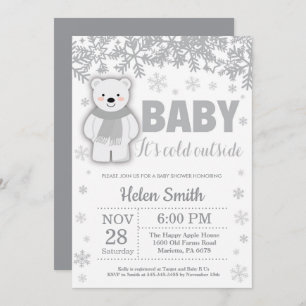 Invitation au Baby shower d'hiver de l'ours polair