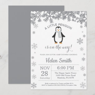 Invitation au Baby shower d'hiver de Penguin
