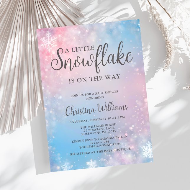 Invitation au Baby shower d'hiver Little Snowflake (Créateur téléchargé)