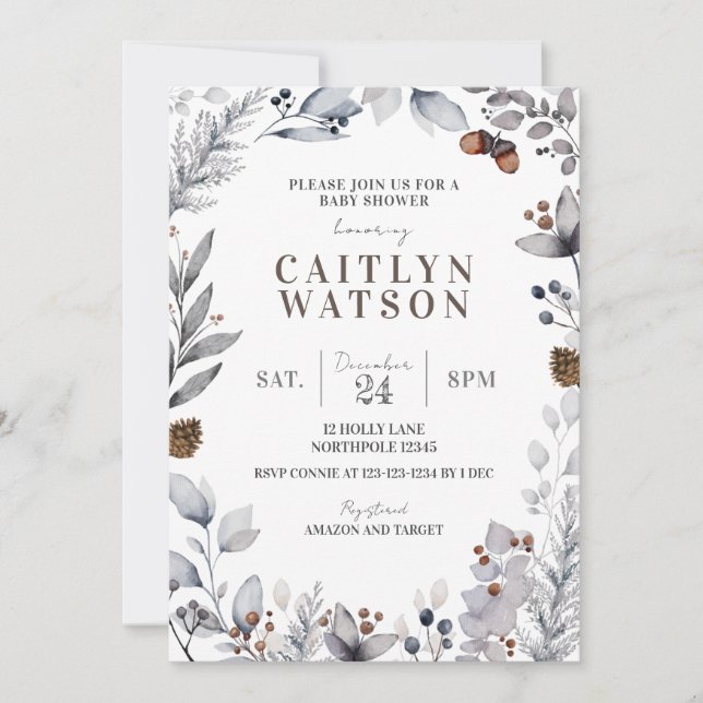 Invitation au Baby shower d'hiver, neutre pour les (Devant)