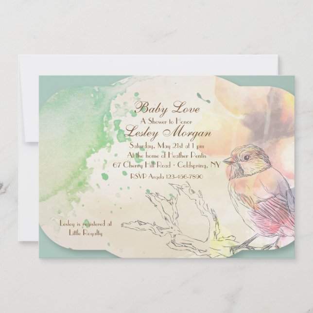 Invitation au Baby shower d'oiseaux aquatiques (Devant)