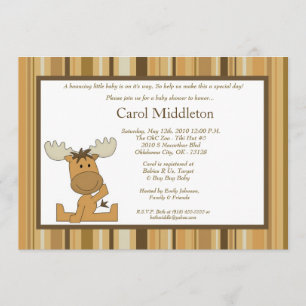 Invitation au Baby shower d'orignaux de bois Brown