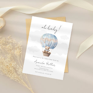 Invitation au Baby shower d'ours à ballon à air ch