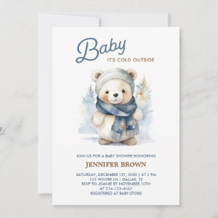 Invitation au Baby shower d'ours d'hiver