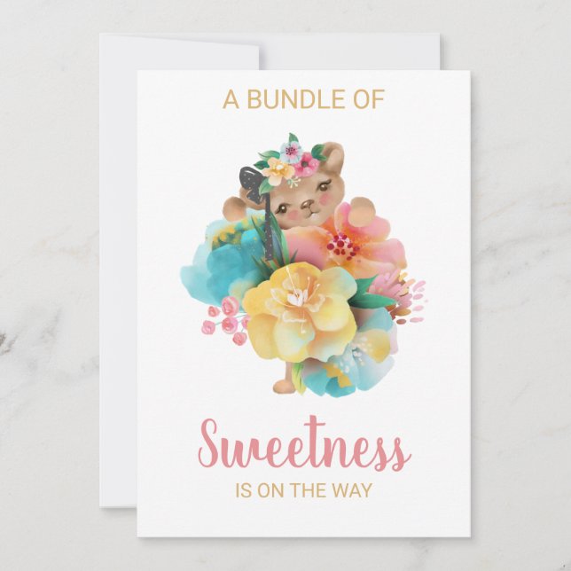 *~* Invitation au Baby shower d'ours doux floraux (Devant)