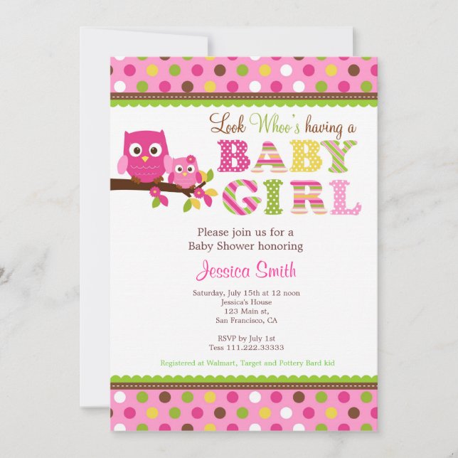 Invitation au Baby shower d'Owl (Devant)
