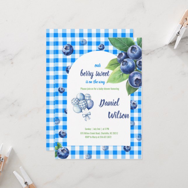 Invitation au Baby shower du bleuet (Devant/Arrière en situation)