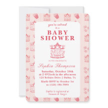 Invitation au Baby shower du Carnaval vintage