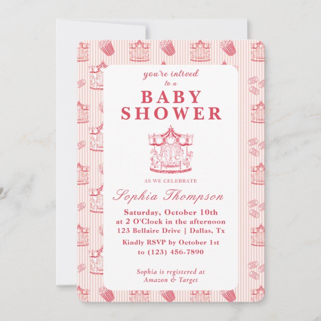 Invitation au Baby shower du Carnaval vintage (Devant)