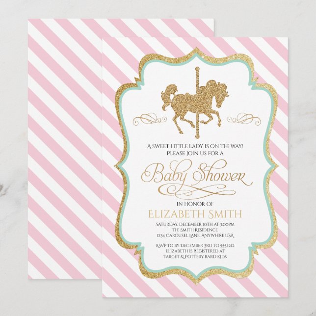 Invitation au Baby shower du carrousel (Devant / Derrière)